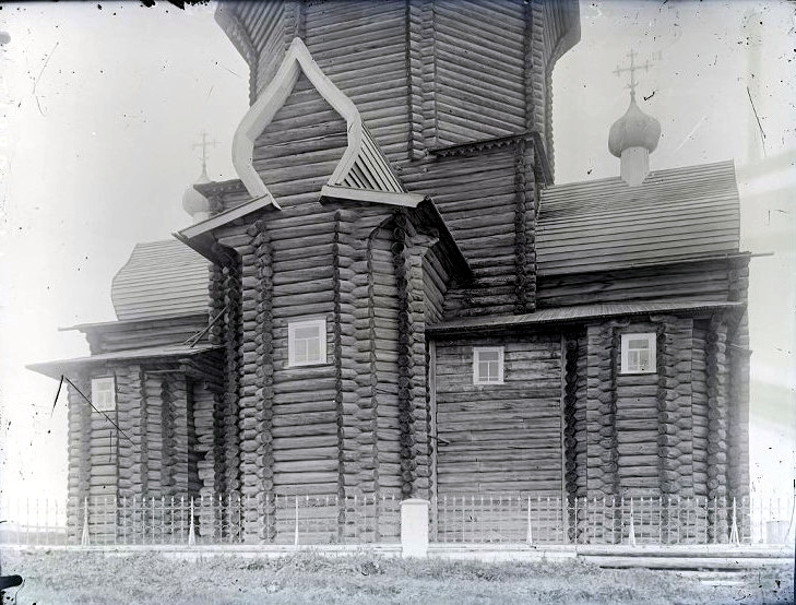 Церковь Вознесения Господня, Артюшинская (Конецгорье) (Виноградовский район, Архангельская область). архивная фотография, Восточный фасад. Фото Владимирова В. М. 1910-х гг. из коллекции ГНИМА. (ГК №33603995)