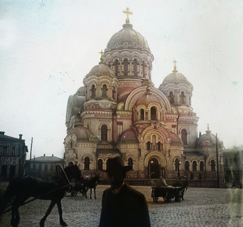 Собор Николая Чудотворца, Харьков (Харьков, город, Украина, Харьковская область). архивная фотография, 417. Russie. Charkow. St. Nicolas. «Verascope Richard». Николаевский храм. Фрагмент стеклянной стереопары французской фототехнической фирмы «Вераскоп Ришар», 1910 г.