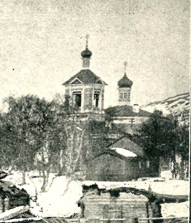 Церковь Бориса и Глеба (новая), Борисоглебский (Пазрека, Пазрецкий погост) (Печенгский район, Мурманская область). архивная фотография, Старая церковь на ближнем плане. Кадрирование фото из журнала 