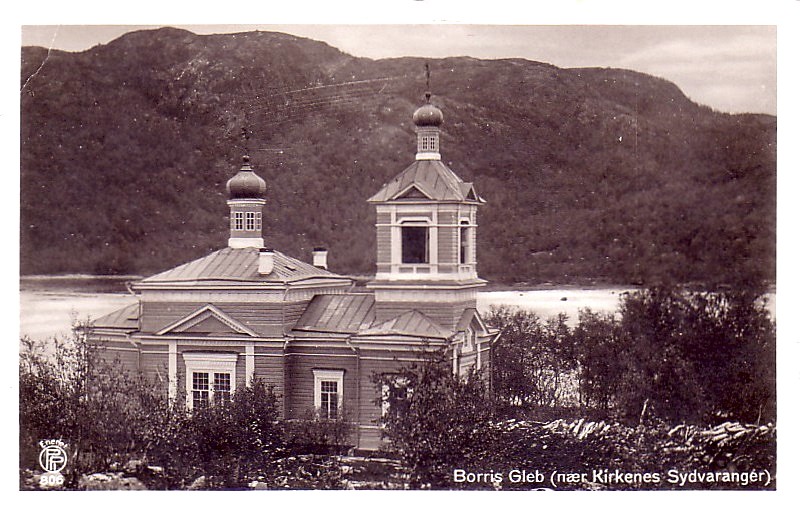 Церковь Бориса и Глеба (новая), Борисоглебский (Пазрека, Пазрецкий погост) (Печенгский район, Мурманская область). архивная фотография, 1920—1940 фото с сайта https://pastvu.com/p/250277