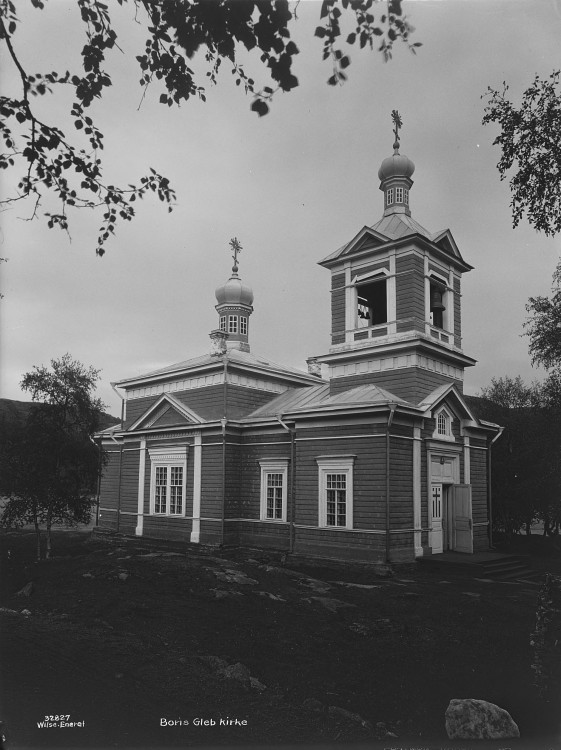 Борисоглебский (Пазрека, Пазрецкий погост). Церковь Бориса и Глеба (новая). архивная фотография, Фото из фондов Национальной библиотеки Норвегии. Автор Anders Beer Wilse