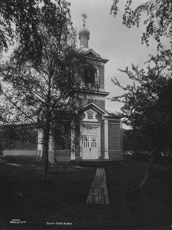 Церковь Бориса и Глеба (новая), Борисоглебский (Пазрека, Пазрецкий погост) (Печенгский район, Мурманская область). архивная фотография, Фото из фондов Национальной библиотеки Норвегии. Автор Anders Beer Wilse