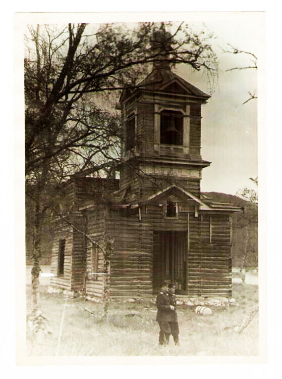 Церковь Бориса и Глеба (новая), Борисоглебский (Пазрека, Пазрецкий погост) (Печенгский район, Мурманская область). архивная фотография, Фото кон. 1940-х годов из приходского архива
