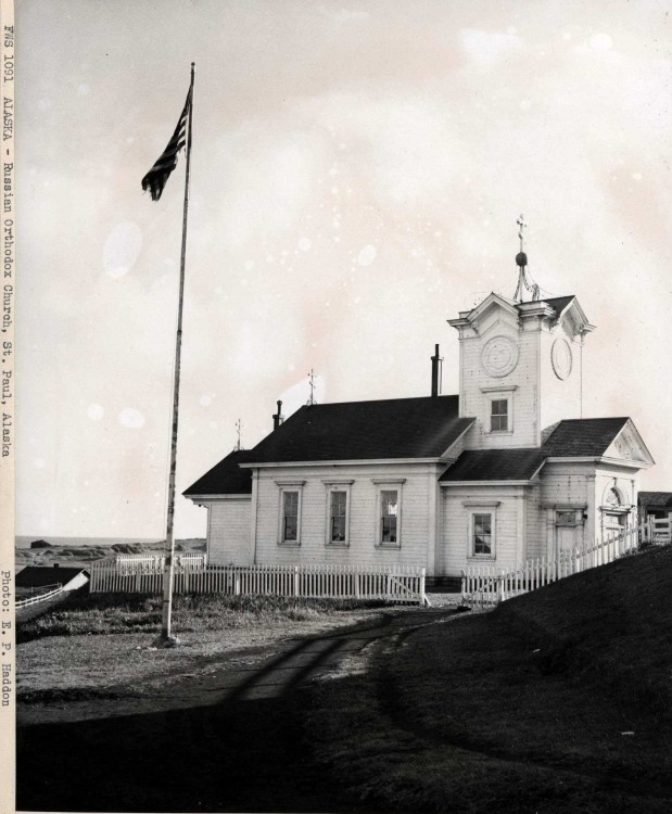Церковь Петра и Павла, Сент-Пол-Айленд (Аляска, США). архивная фотография, Старое фото. Автор E.P. Haddon