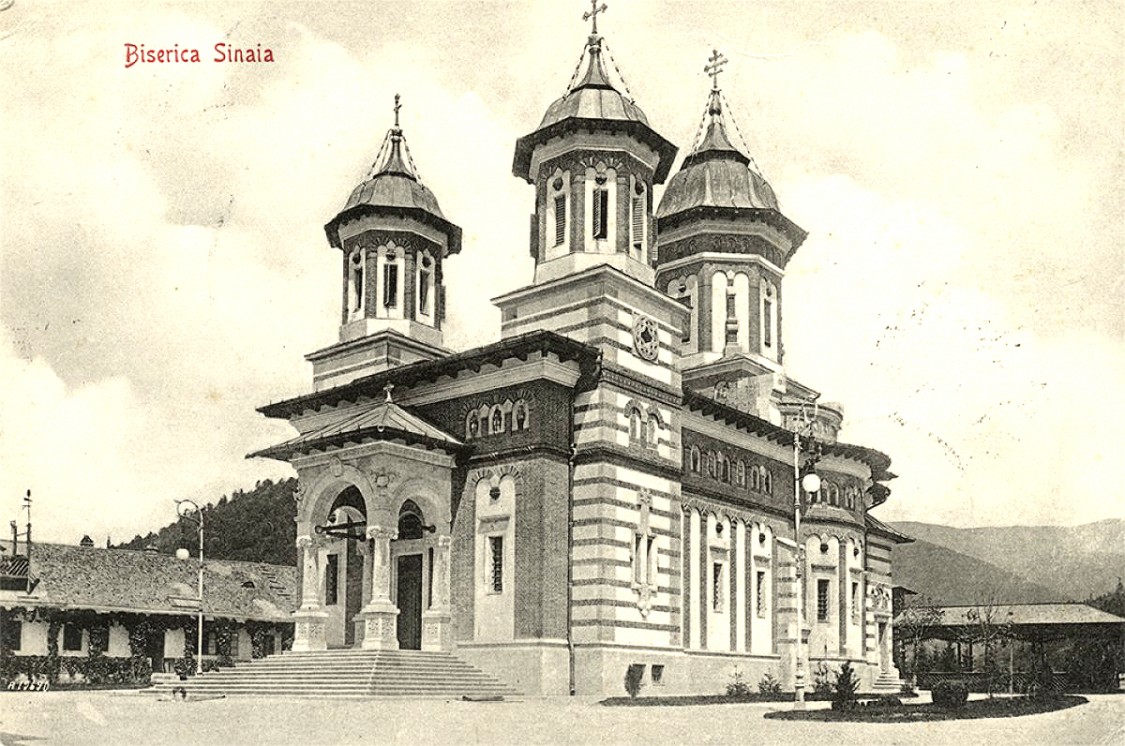 Монастырь Синая. Церковь Троицы Живоначальной, Синая (Прахова, Румыния). архивная фотография, Фото с сайта: http://fototecaortodoxiei.ro/1653-carte-postala-reprezentand-biserica-mare-manastirii-sinaia-jud-prahova
