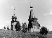 Церковь Климента, папы Римского, Вид на храм с и колокольню с юго-запада, фотография 1960-х годов с сайта arni.petrsu.ru<br>, Макарьино (Кожа, Кожский погост), Онежский район, Архангельская область