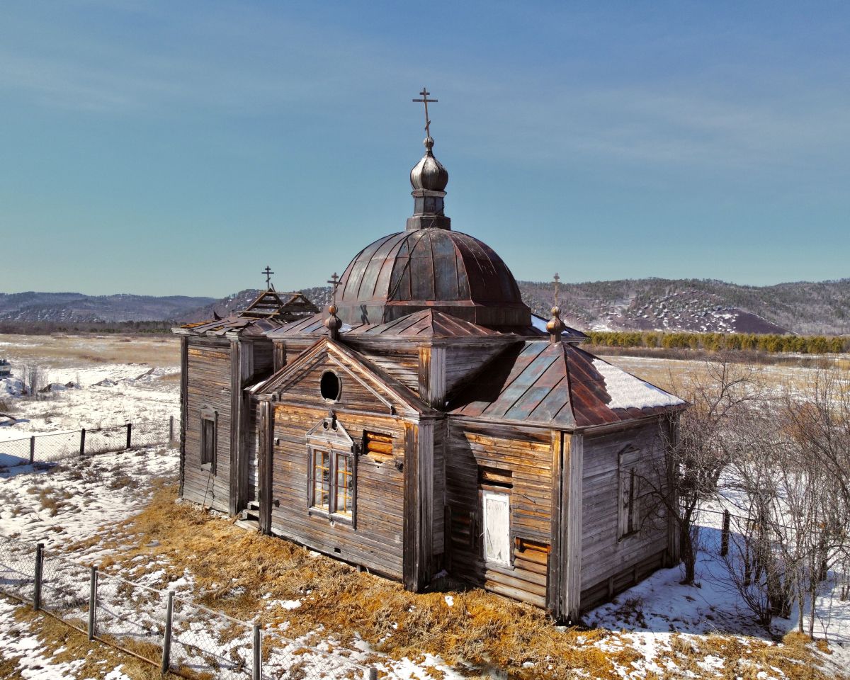 Церковь Прокопия Устюжского, Горбица (Сретенский район, Забайкальский край). общий вид в ландшафте, Вид с востока
