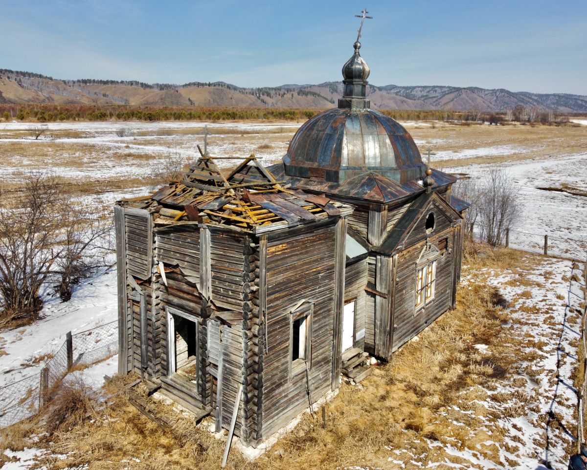 Церковь Прокопия Устюжского, Горбица (Сретенский район, Забайкальский край). общий вид в ландшафте, Вид с юга