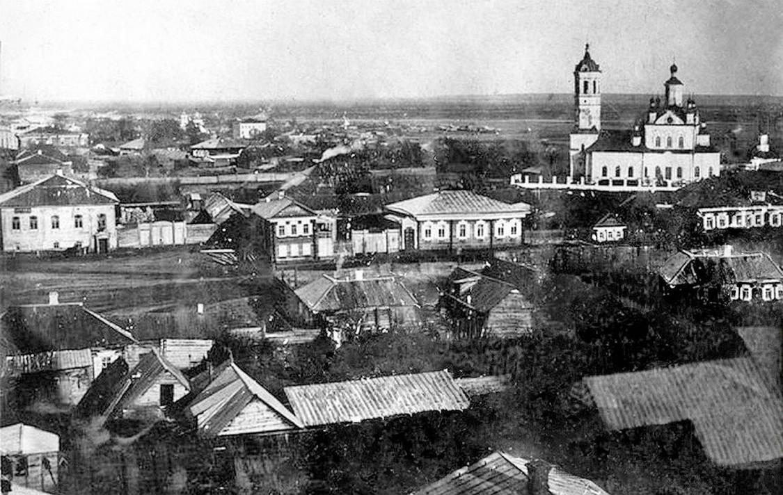 Тара. Собор Николая Чудотворца. архивная фотография, Вид со Спасской церкви. 1890—1920 год. с сайта https://pastvu.com/p/405675