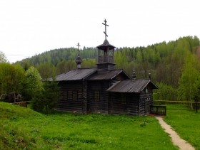 Чусовой. Церковь Георгия Победоносца из д. Шалыги Чусовского района в Парке истории реки Чусовой