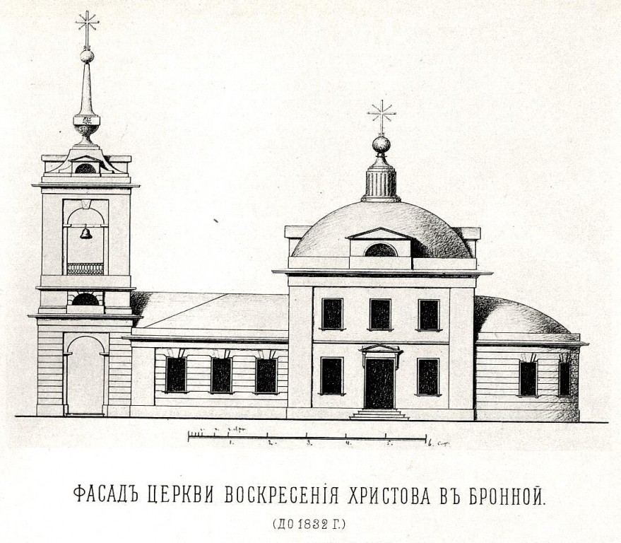 Церковь Воскресения Христова на Малой Бронной, Пресненский (Центральный административный округ (ЦАО), г. Москва). архивная фотография, Рис. из книги 