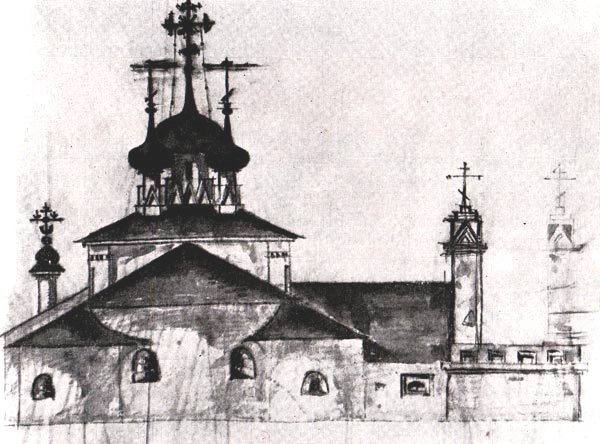 Церковь Преображения Господня на Братском кладбище, Сокол (Северный административный округ (САО), г. Москва). архивная фотография, Рис. с сайта dic.academic.ru