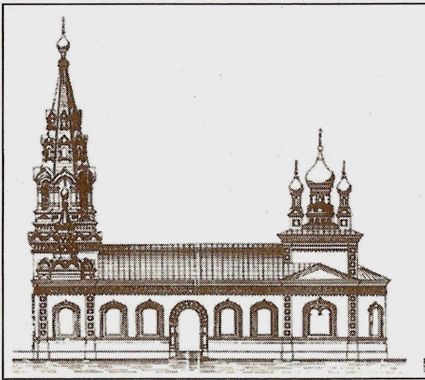 Коптево. Церковь Николая Чудотворца в Старом Коптеве. графика