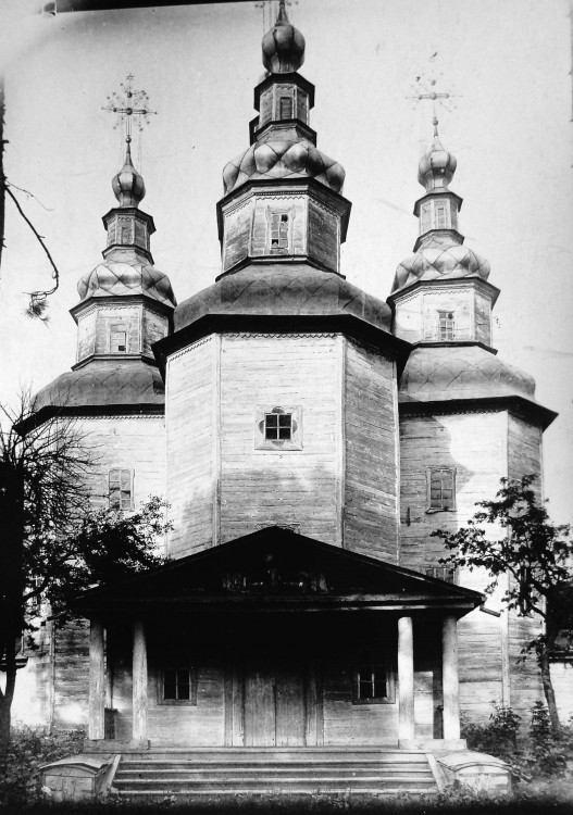 Церковь Покрова Пресвятой Богородицы, Смелое (Роменский район, Украина, Сумская область). архивная фотография, Общий вид, вход в храм, фото С.А. Таранушенко, 1929 г.