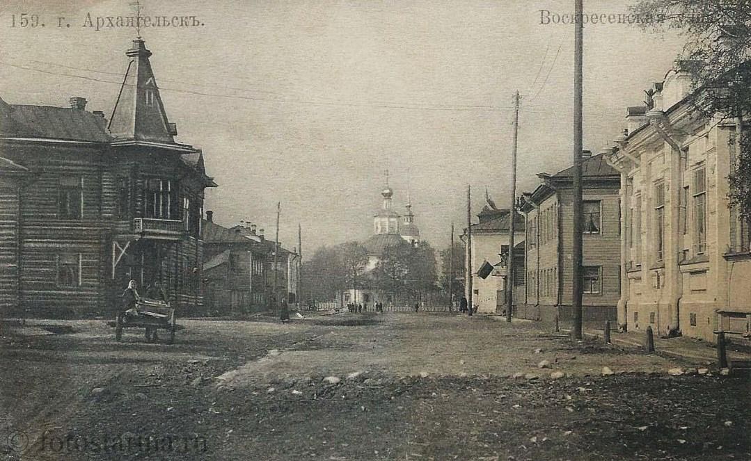 Архангельск. Церковь Воскресения Христова. архивная фотография, Архангельск, Воскресенская улица и храм Воскресения Христова, 1900 год