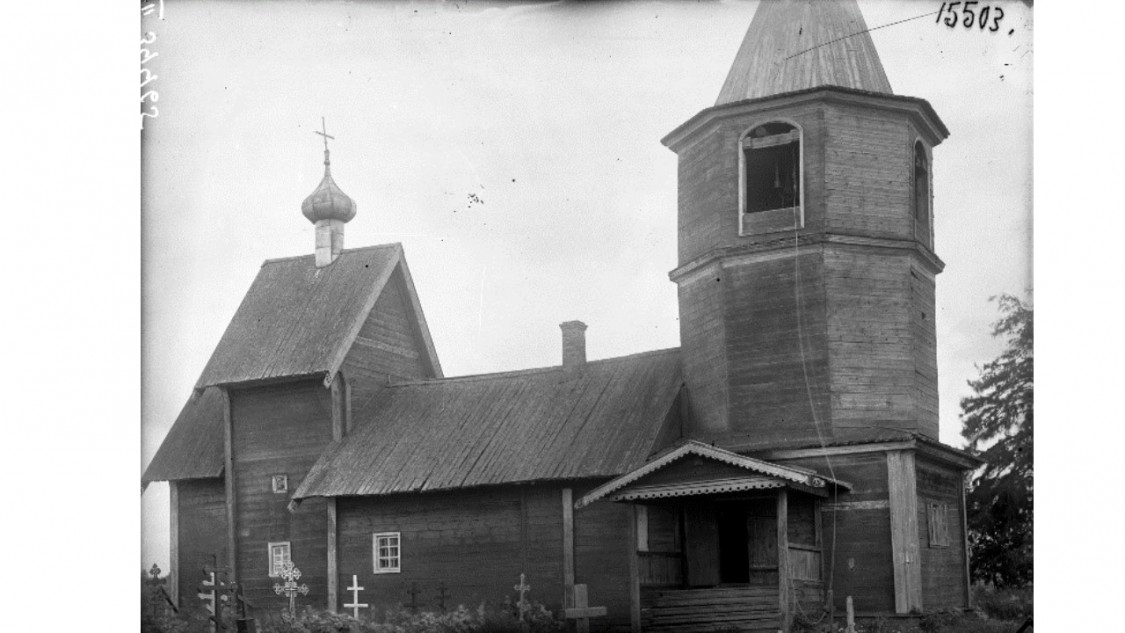 Церковь Георгия Победоносца, Шеменичи (Шеменский погост) (Подпорожский район, Ленинградская область). архивная фотография, Георгиевская церковь в Шеменичах. Вид с северо-запада. Фотография Д. В. Милеева 1913 г. ИИМК РАН. Сборник «Архитектурное Наследство», выпуск 67. СПб. 2017 г. стр. 33