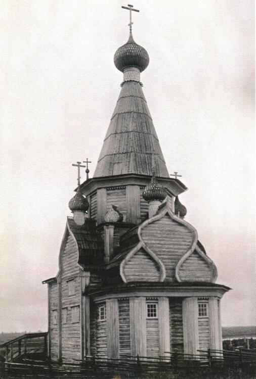 Вазенцы. Церковь Илии Пророка. архивная фотография, Вид на храм с востока, видны двойные апсиды. Фотография художника К.Ф. Некрасова 1911-1913 гг. Из фондов Государственного музея архитектуры (Москва) 