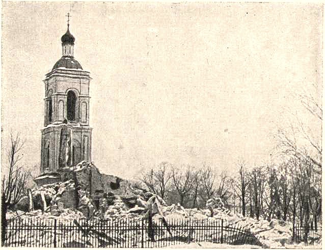Церковь Успения Пресвятой Богородицы (старая), Симбухово (Наро-Фоминский городской округ, Московская область). архивная фотография, Фото 1944 г. с сайта http://stalinism.ru/stalin-i-tserkov/pravda-o-religii-v-rossii.html?start=14