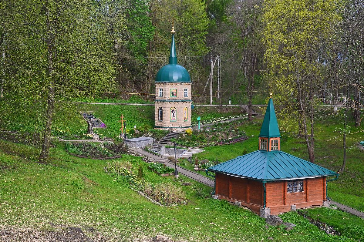 общий вид в ландшафте. Часовня Нила Столобенского (старая), Боровичи (Боровичский район, Новгородская область)