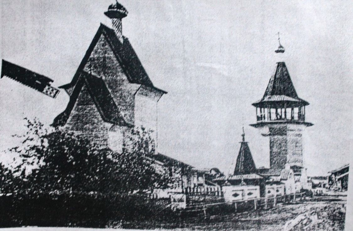Церковь Николая Чудотворца и Сретения Господня, Шалакуша (Няндомский район, Архангельская область). архивная фотография, Вид на Сретенскую церковь с востока. Фото начала 20 века