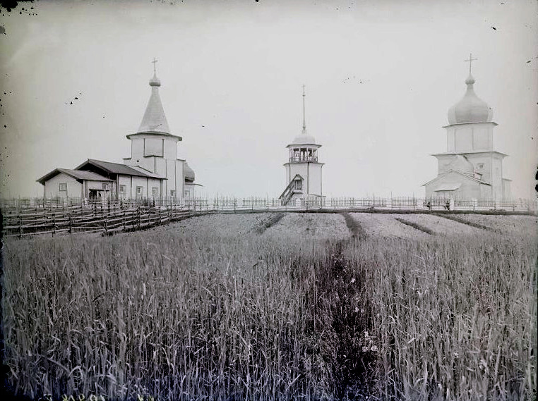 Церковь Благовещения Пресвятой Богородицы, Березник (Виноградовский район, Архангельская область). архивная фотография, Общий вид с юго-западной стороны. Фото 1910-х гг. из коллекции ГНИМА. (ГК №33607277)