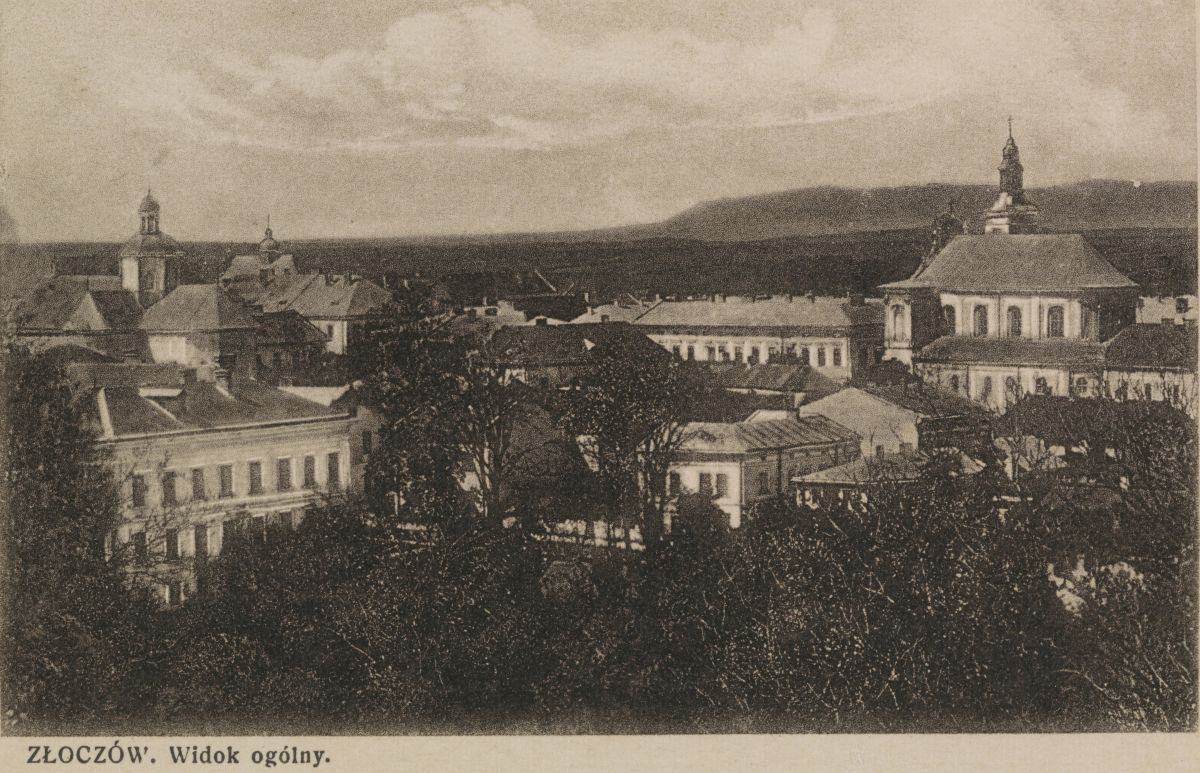 Церковь Воскресения Христова, Золочев (Золочевский район, Украина, Львовская область). архивная фотография, Фото нач.ХХ века. Вид на Золочев. https://polona2.pl/item/zloczow-widok-ogolny,ODE1NjM4Nzc/0/#info:metadata Польская национальная библиотека