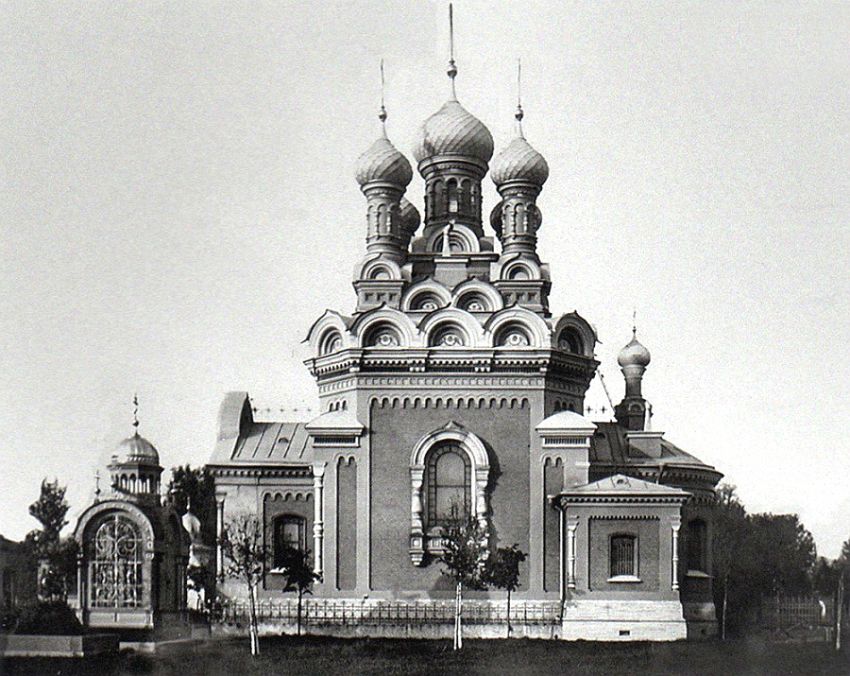 Воскресенский Новодевичий монастырь. Церковь Илии Пророка, Московский район (Санкт-Петербург, г. Санкт-Петербург). архивная фотография, Церковь пророка Илии на кладбище (утрачена) 1888 год постройки с http://walkspb.ru/