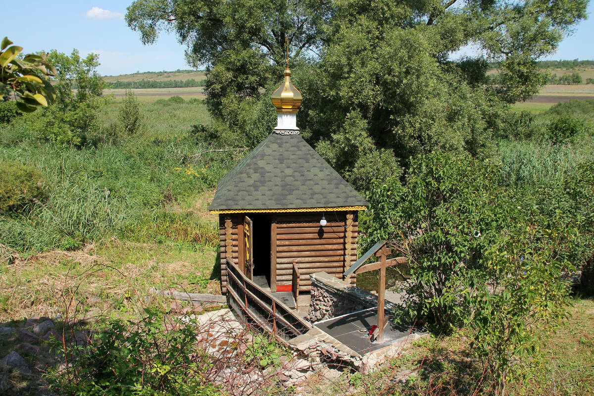 Часовня Троицы Живоначальной, Верхние Марки (Каменский район, Воронежская область). общий вид в ландшафте