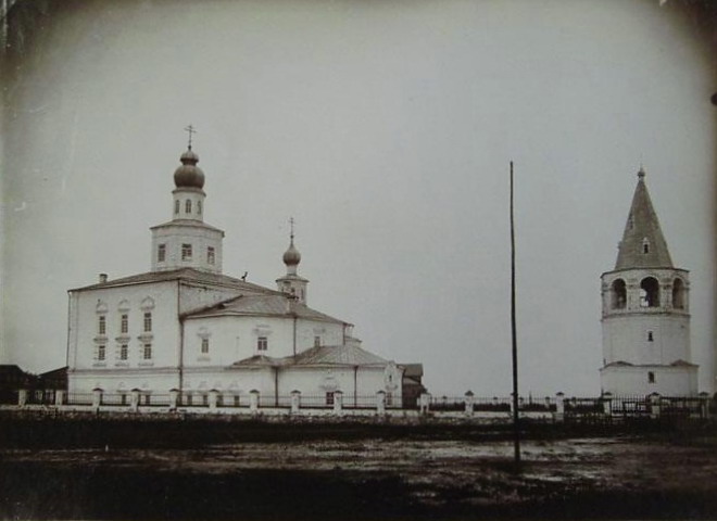 Холмогоры. Церковь Троицы Живоначальной на Глинском посаде. архивная фотография, Фото приблизительно 1910 года из фондов Государственного научно-исследовательского музея архитектуры имени А.В. Щусева