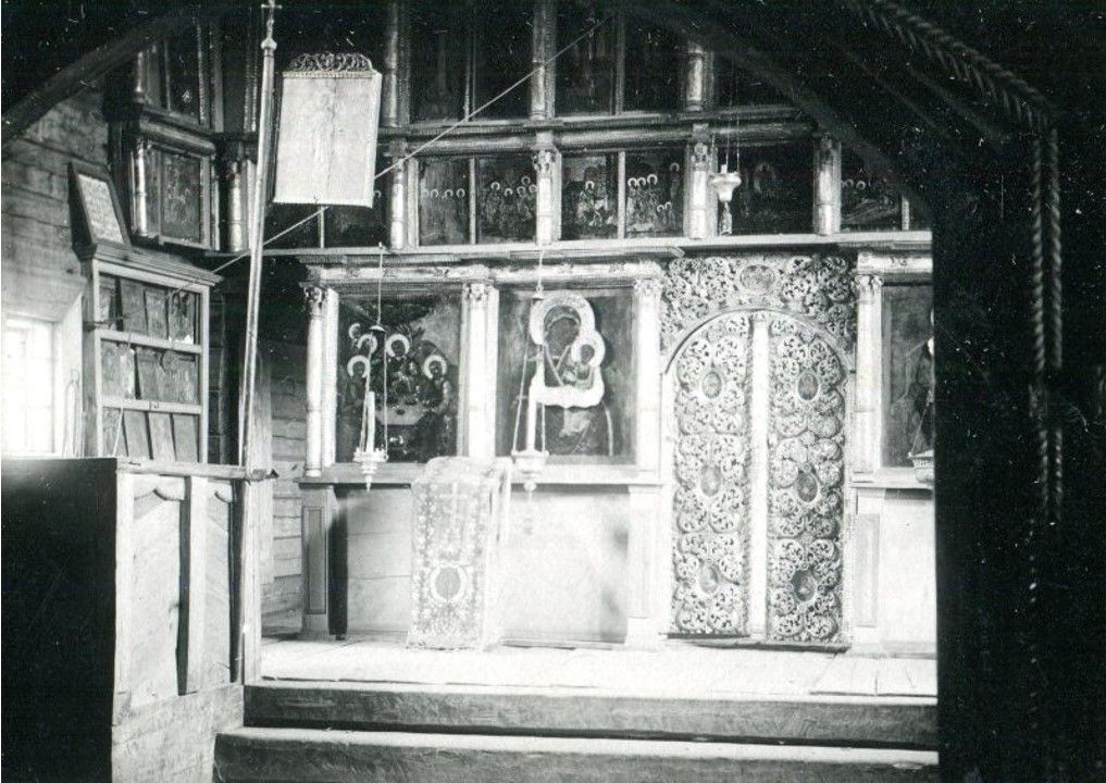 Церковь Димитрия Солунского, Кирилловские Танищи, урочище (Кадуйский район, Вологодская область). архивная фотография, Интерьер. Фото 1931 г. из фондов Череповецкого музея. (ГК № 47645695)