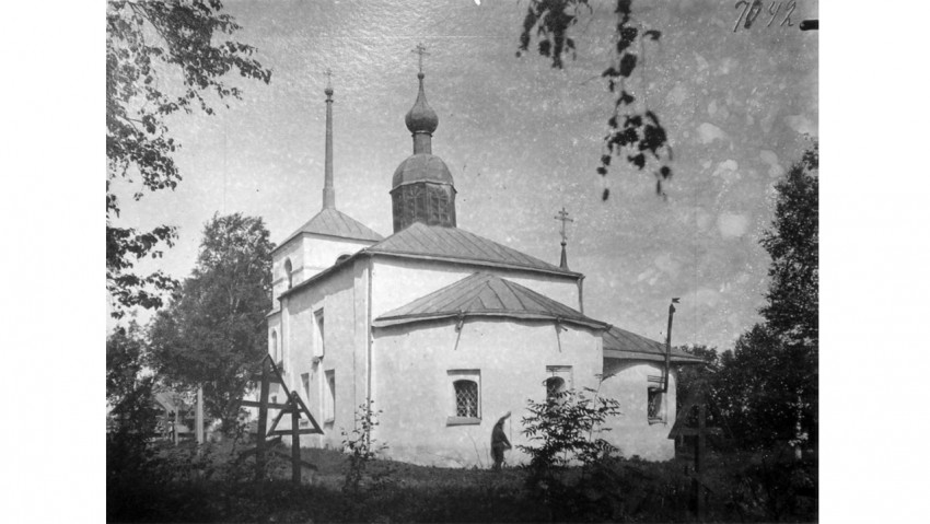 Церковь Введения во храм Пресвятой Богородицы, Шкнятино, урочище (Солецкий район, Новгородская область). архивная фотография, Фото нач. XX в. из фондов рукописного архива ИИМК РАН