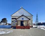 Церковь Покрова Пресвятой Богородицы, Западный фасад храма (ныне Дом культуры)<br>, Большежилкина, Усольский район, Иркутская область