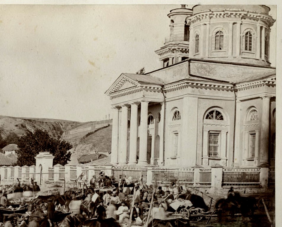Церковь Николая Чудотворца в станице Цимлянской, Цимлянская (акватория Цимлянского водохранилища) (Цимлянский район, Ростовская область). архивная фотография, Праздничный базар в Цимлянской станице, 1875-1876. Донской альбом фотографа И.В. Болдырева. http://humus.livejournal.com/2101304.html