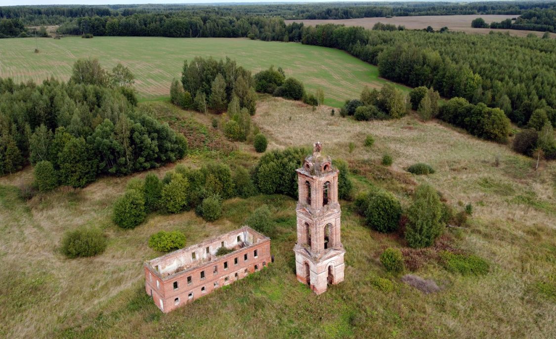 Церковь Преображения Господня, Спас-Хрипели (Сусанинский район, Костромская область). общий вид в ландшафте, Вид с ЮЗ
