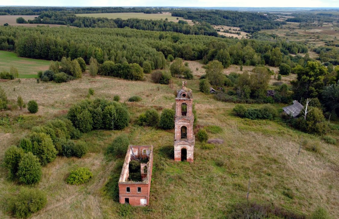 Церковь Преображения Господня, Спас-Хрипели (Сусанинский район, Костромская область). общий вид в ландшафте, Вид с З