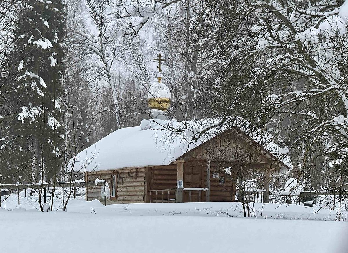 Вид с дороги , общий вид в ландшафте. Церковь Михаила Архангела, Большое Михайловское (Калязинский район, Тверская область)