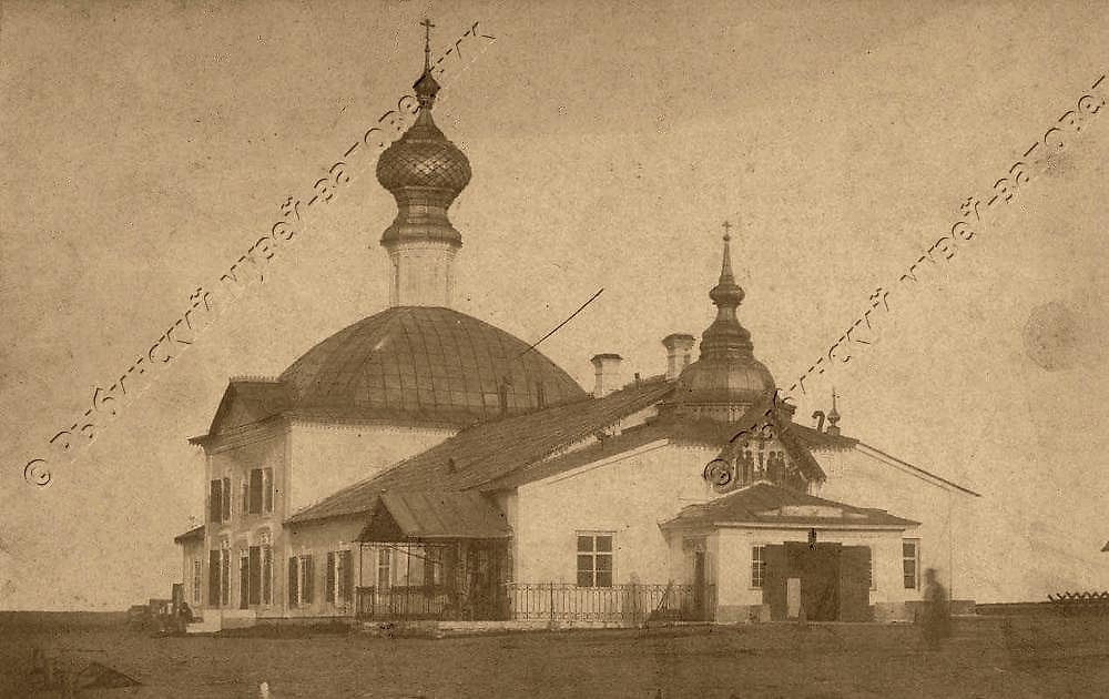 Фото 1860-х годов, до пристройки нового притвора. Рыбинский музей-заповедник., архивная фотография. Собор Николая Чудотворца, Рыбинск (Рыбинск, город, Ярославская область)
