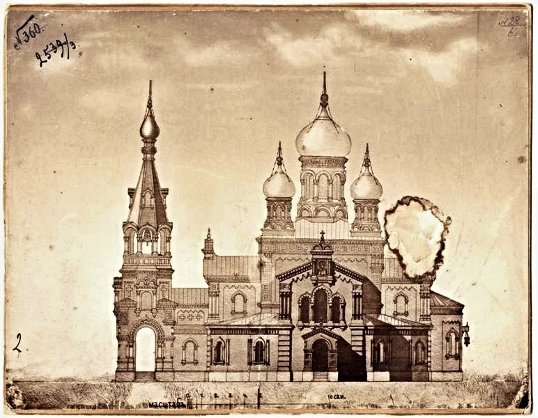 Церковь Николая Чудотворца, Кузнецк (Кузнецкий район и г. Кузнецк, Пензенская область). графика, Рисунок начала ХХ в. Госкаталог музейного фонда. Саратовский областной музей краеведения