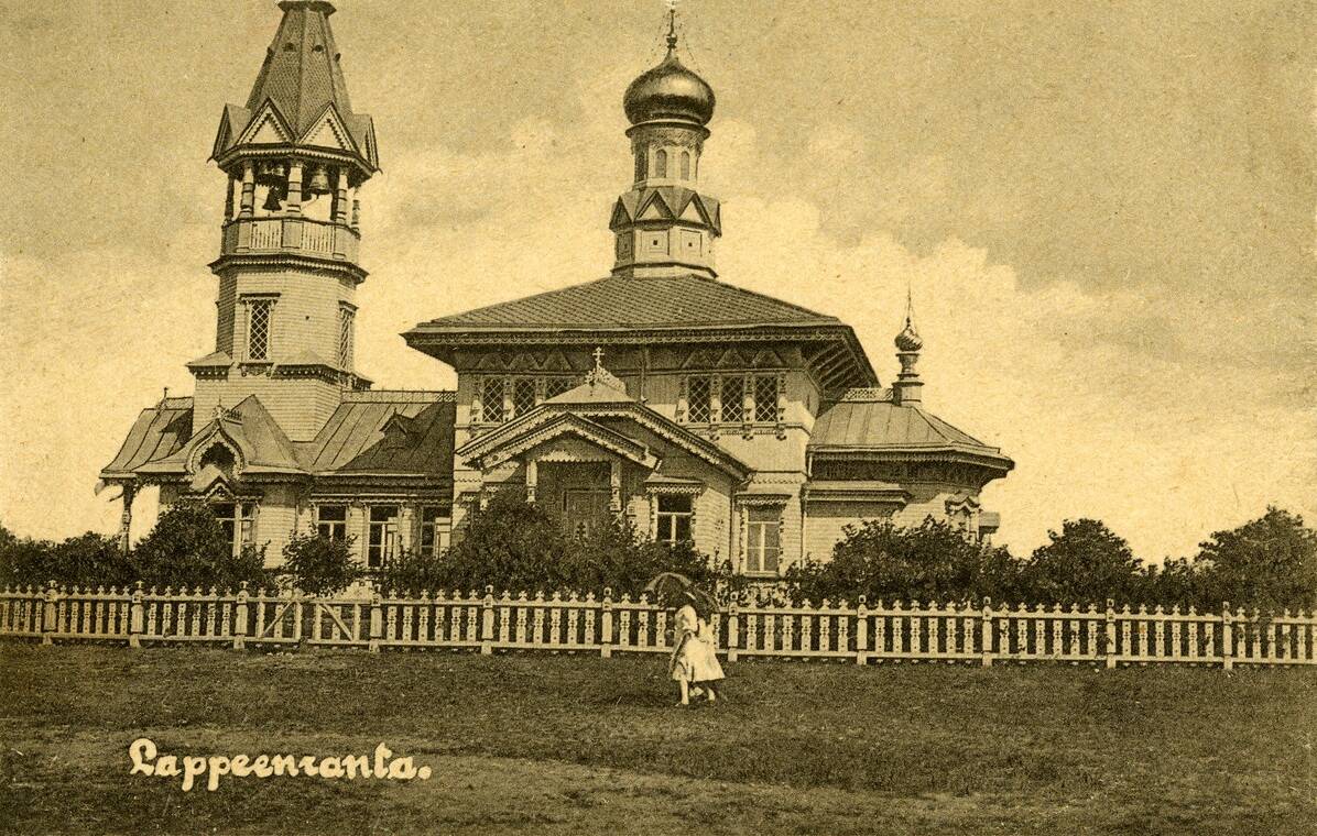 Церковь Николая Чудотворца при лагере для Финляндских войск в Вильманстранде, Лаппеенранта (Южная Карелия, Финляндия). архивная фотография, Фото 1910-ых годов с сайта www.finna.fi. Автор Olga Tarkkonen