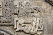 Собор Николая Чудотворца, Рельеф фронтона восточного фасада. XI в.  Георгий Победоносец<br>, Никорцминда, Рача-Лечхуми и Квемо-Сванети, Грузия