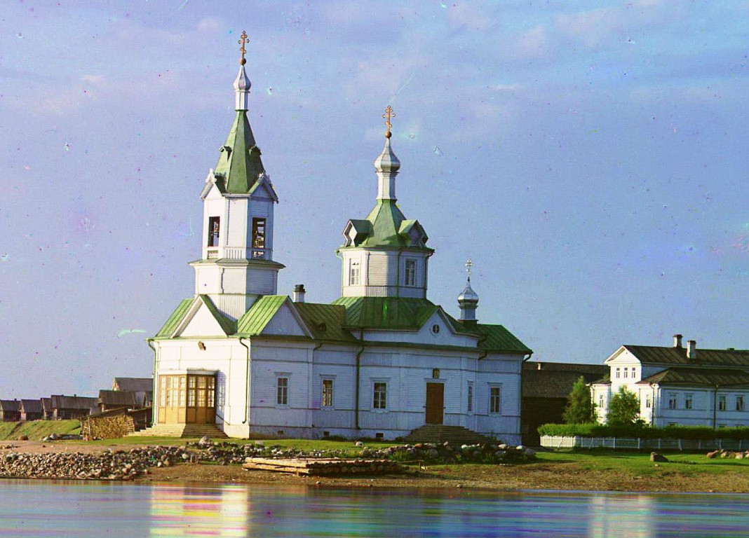 Церковь Богоявления Господня, Важины (Усть-Боярская) (Подпорожский район, Ленинградская область). архивная фотография, Кадрирование фото Прокудина-Горского