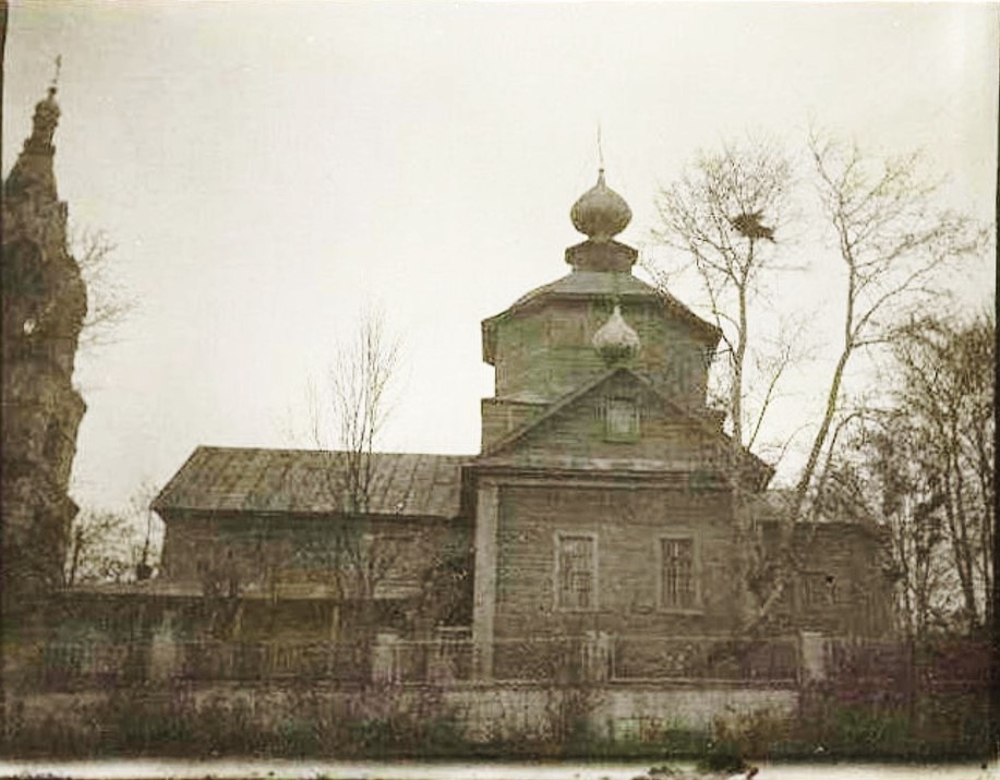 Церковь Троицы Живоначальной в Ознобишине (деревянная), Ознобишино (Троицкий административный округ (ТАО), г. Москва). архивная фотография, Фото 1928 г. из фондов ГИМ. (ГК № 56806797)
