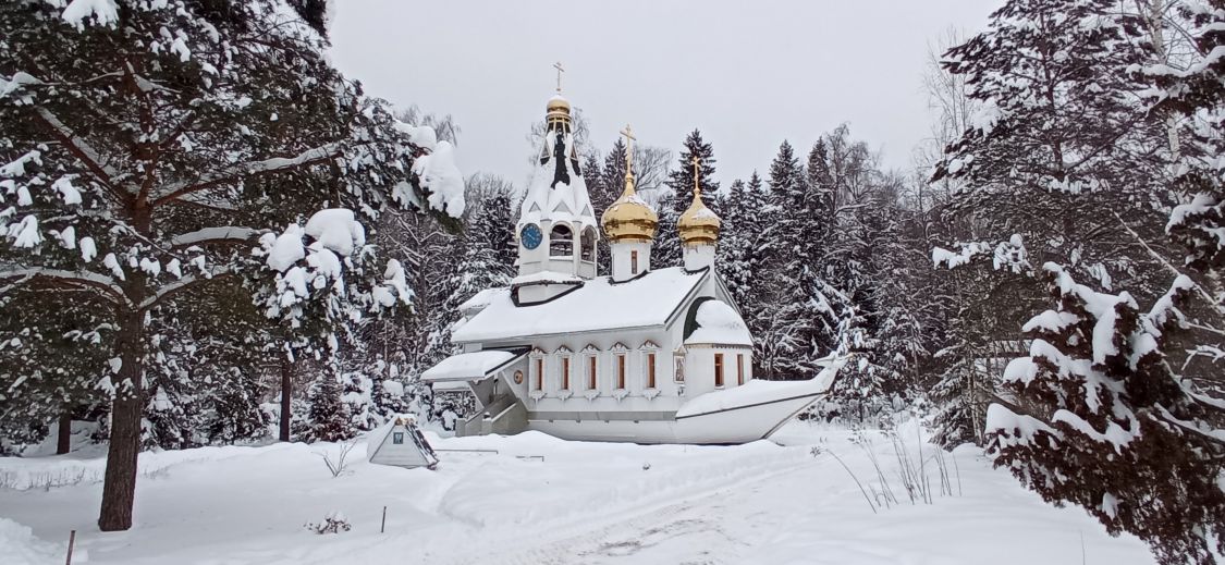 Церковь Троицы Живоначальной, Плёсково (Троицкий административный округ (ТАО), г. Москва). общий вид в ландшафте