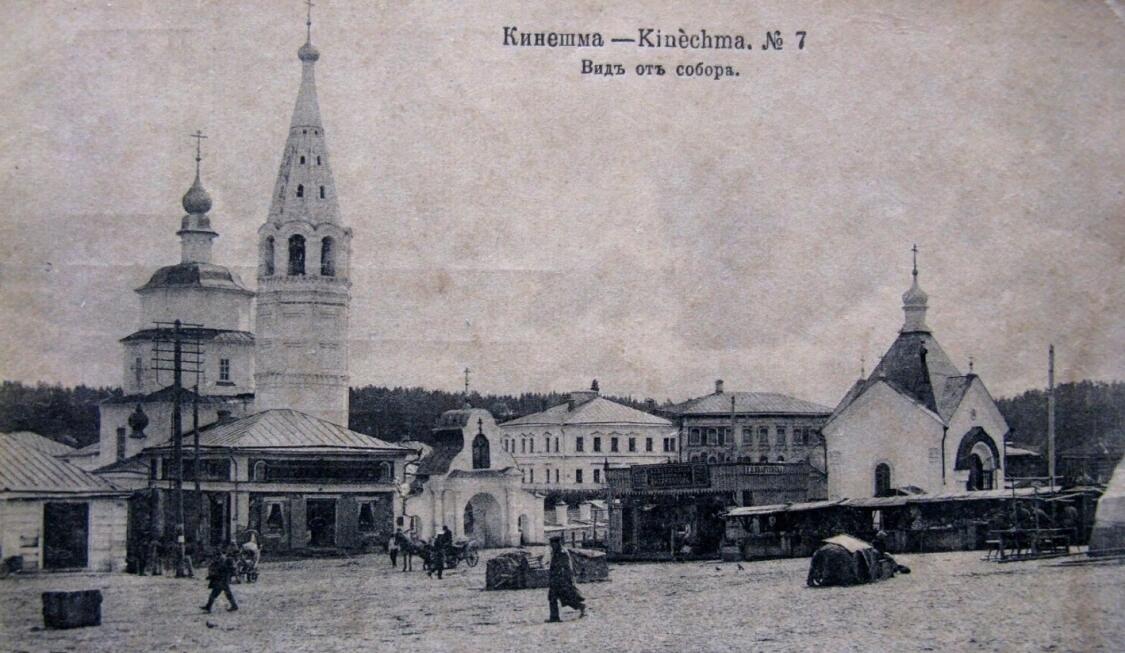 Часовня Феодоровской иконы Божией Матери, Кинешма (Кинешемский район, Ивановская область). архивная фотография, Часовня Феодоровской иконы Божией Матери по правому краю фото, 1900 год
