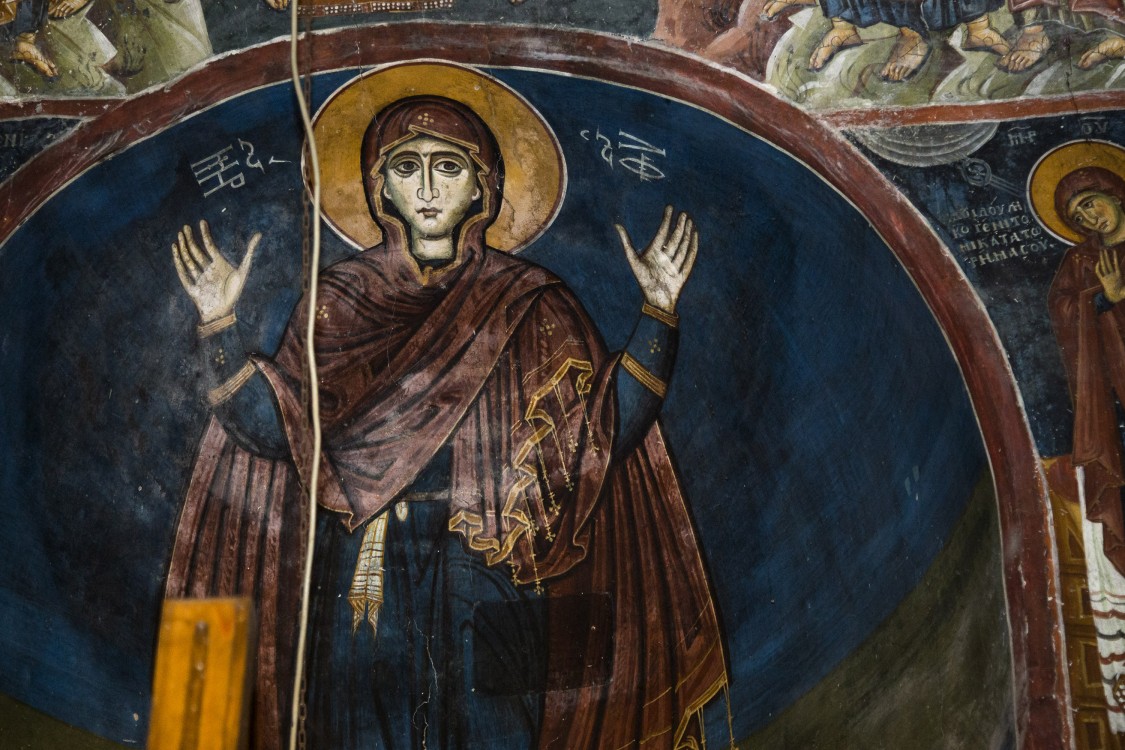 Церковь Николая Чудотворца, Прилеп (Северная Македония, Прочие страны). интерьер и убранство, Оранта. Фреска алтарной абсиды. Конец XII - начало XIII вв.