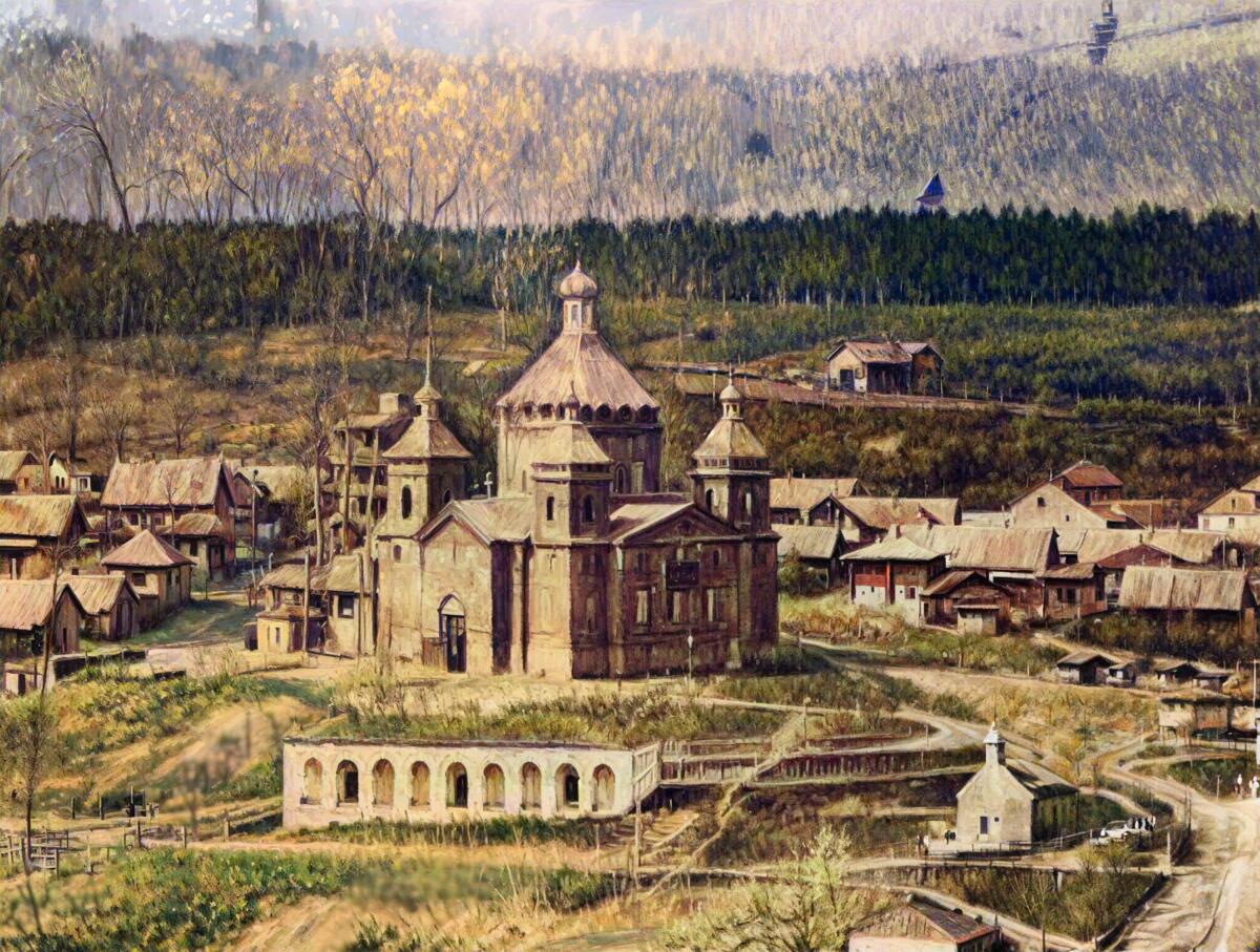 Отреставрированное фото церкви, архивная фотография. Церковь Рождества Христова, Куса (Кусинский район, Челябинская область)