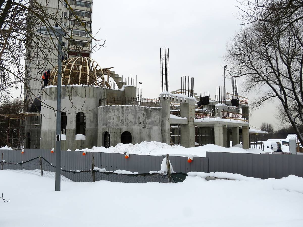 фасады. Церковь Иверской иконы Божией Матери в Беляево (строящаяся), Коньково (Юго-Западный административный округ (ЮЗАО), г. Москва)