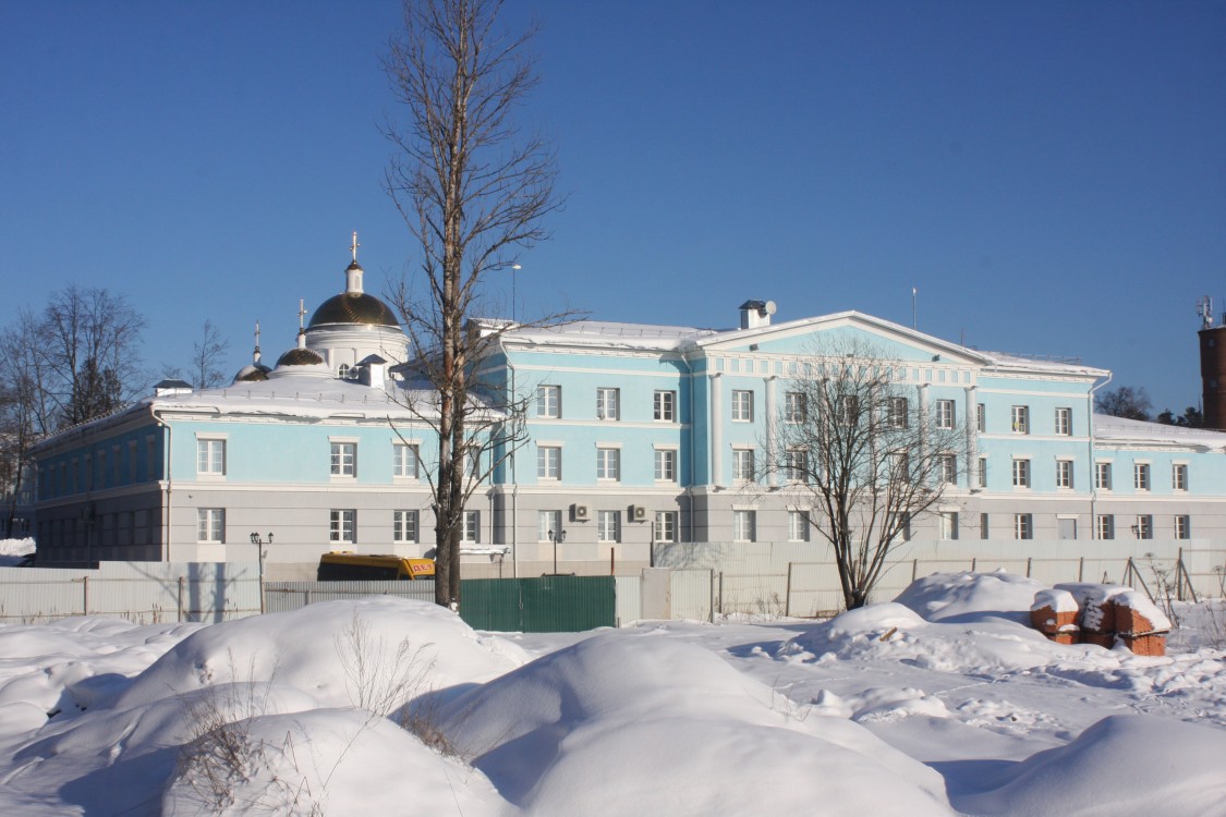 Зайцево. Церковь Василия Великого при православной гимназии. общий вид в ландшафте, На заднем плане церковь Василия Великого.