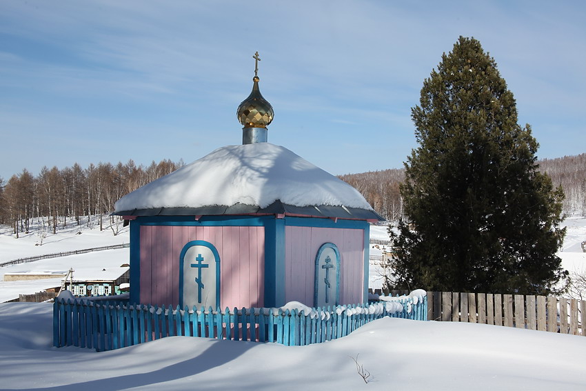 Часовня Успения Пресвятой Богородицы, Кирябинское (Учалинский район, Республика Башкортостан). фасады, Вид с юго-востока