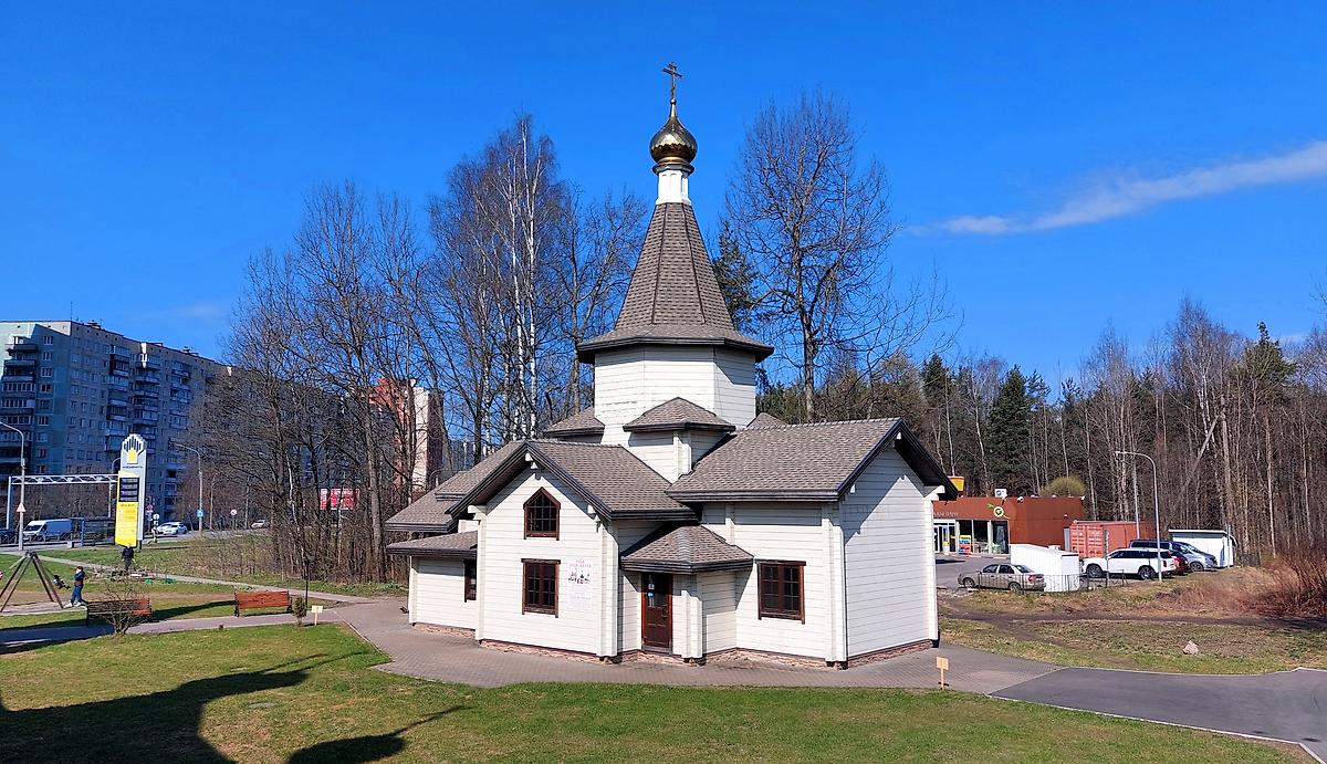 общий вид в ландшафте. Церковь иконы Божией Матери "Знамение" Курская-Коренная, Красногвардейский район (Санкт-Петербург, г. Санкт-Петербург)
